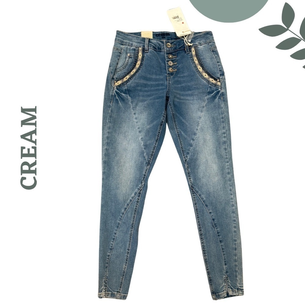 Cream Holly Jeans Bailey Fit 7/8 Light Blue Denim Size 25 NWT